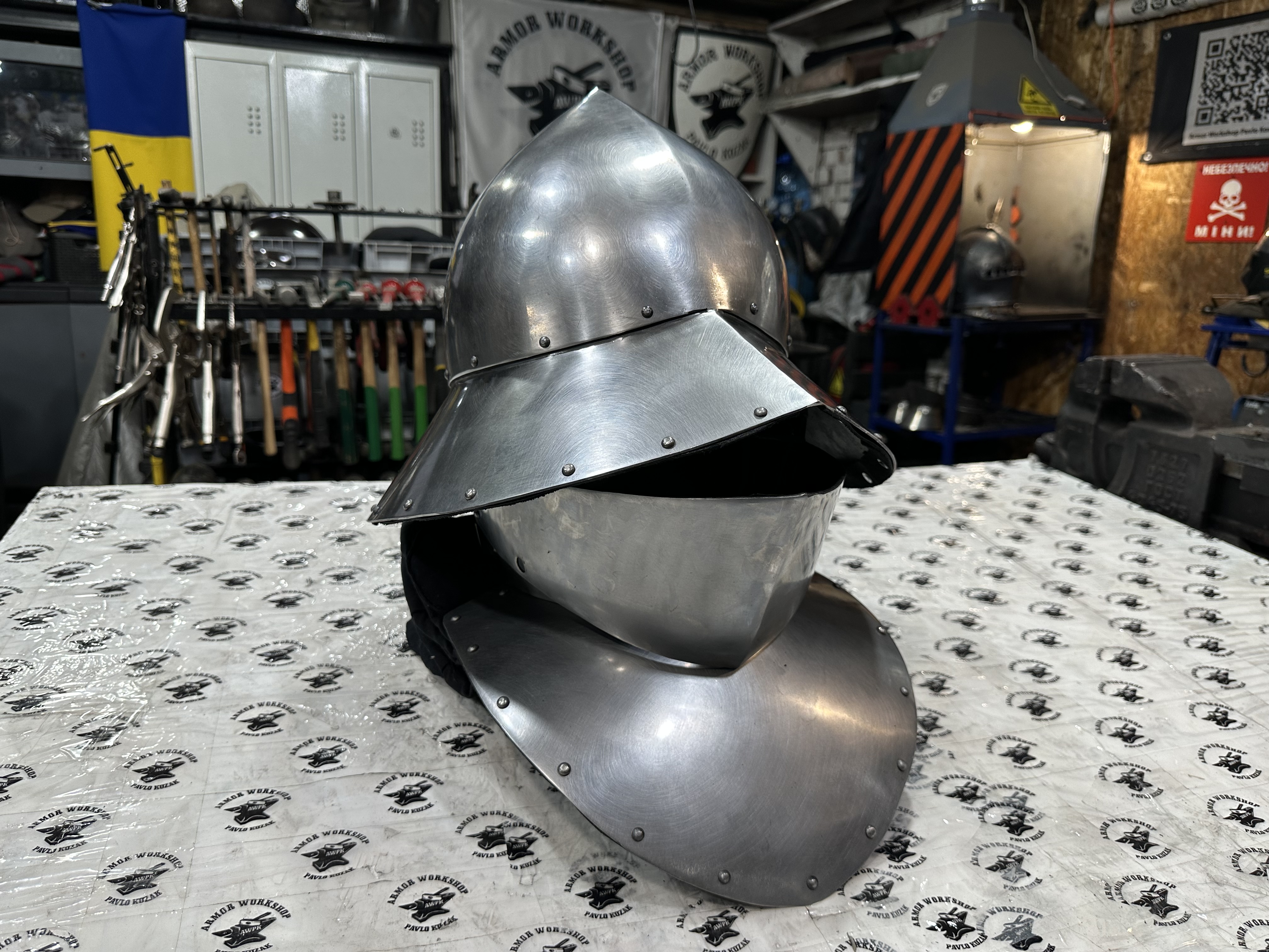 Armor helmet “Chapel with gorget” adapted for Buhurt