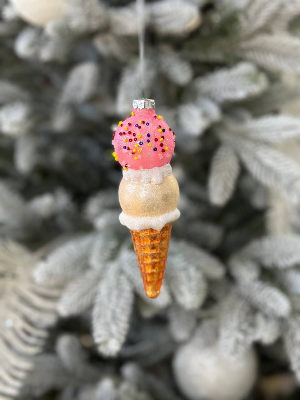 Фігурна ялинкова прикраса зі скла Рожок, 14 см