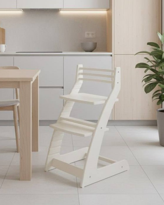 Зростаючий регульований деревяний дизайнерський дитячий стілець FunEra - Пісочний