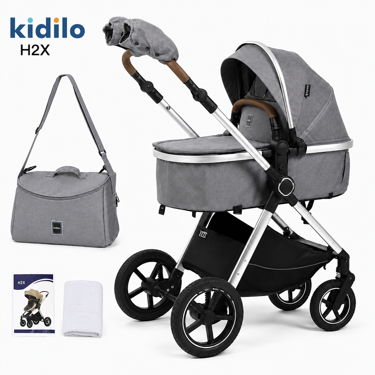 Коляска-трансформер Kidilo H2X Gray