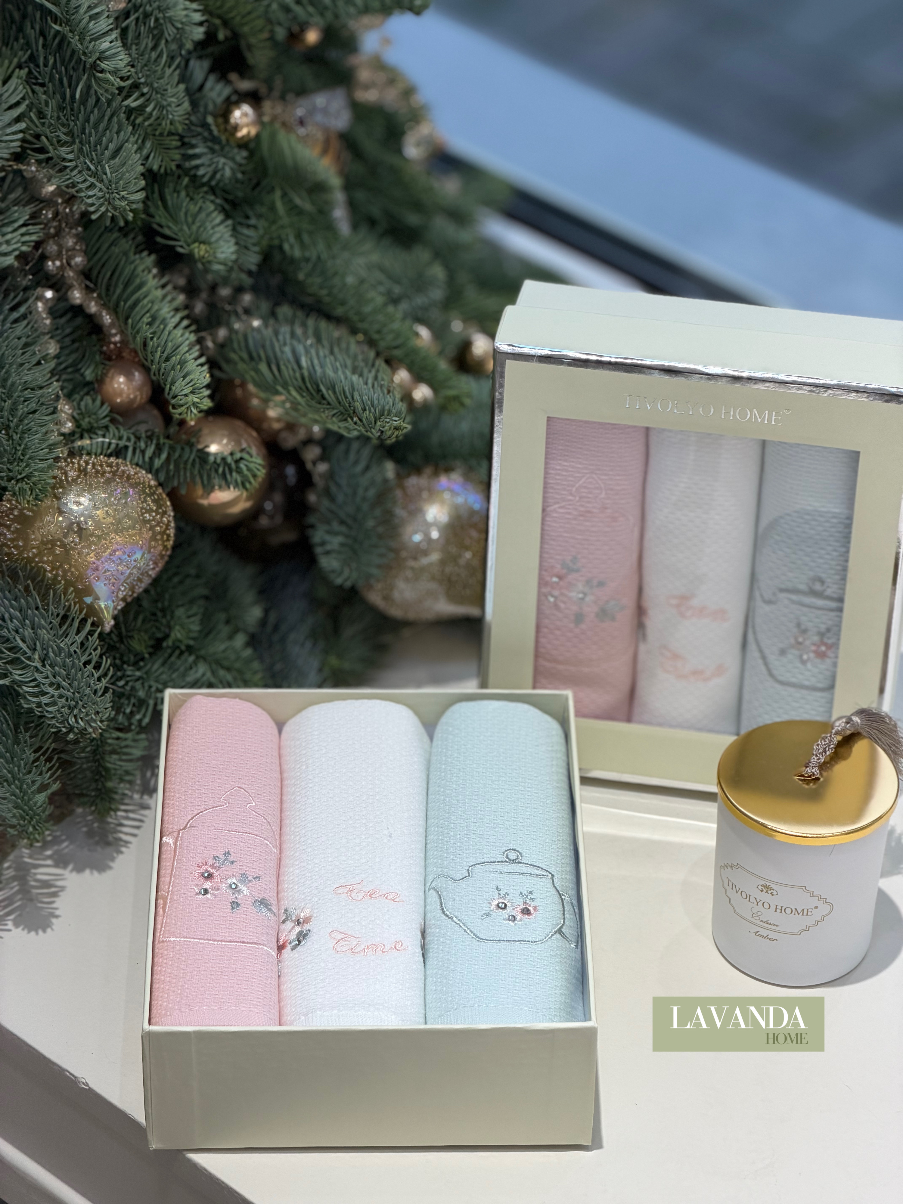 Комплект із трьох кухонних рушників Tie Time преміум бренду Tivolyo Home