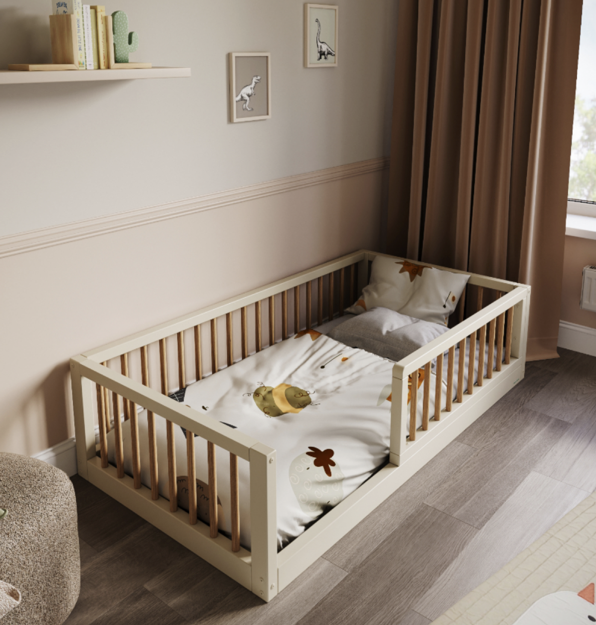 Ліжко Classic Монтессорі | прутики | вільха | підлогове
