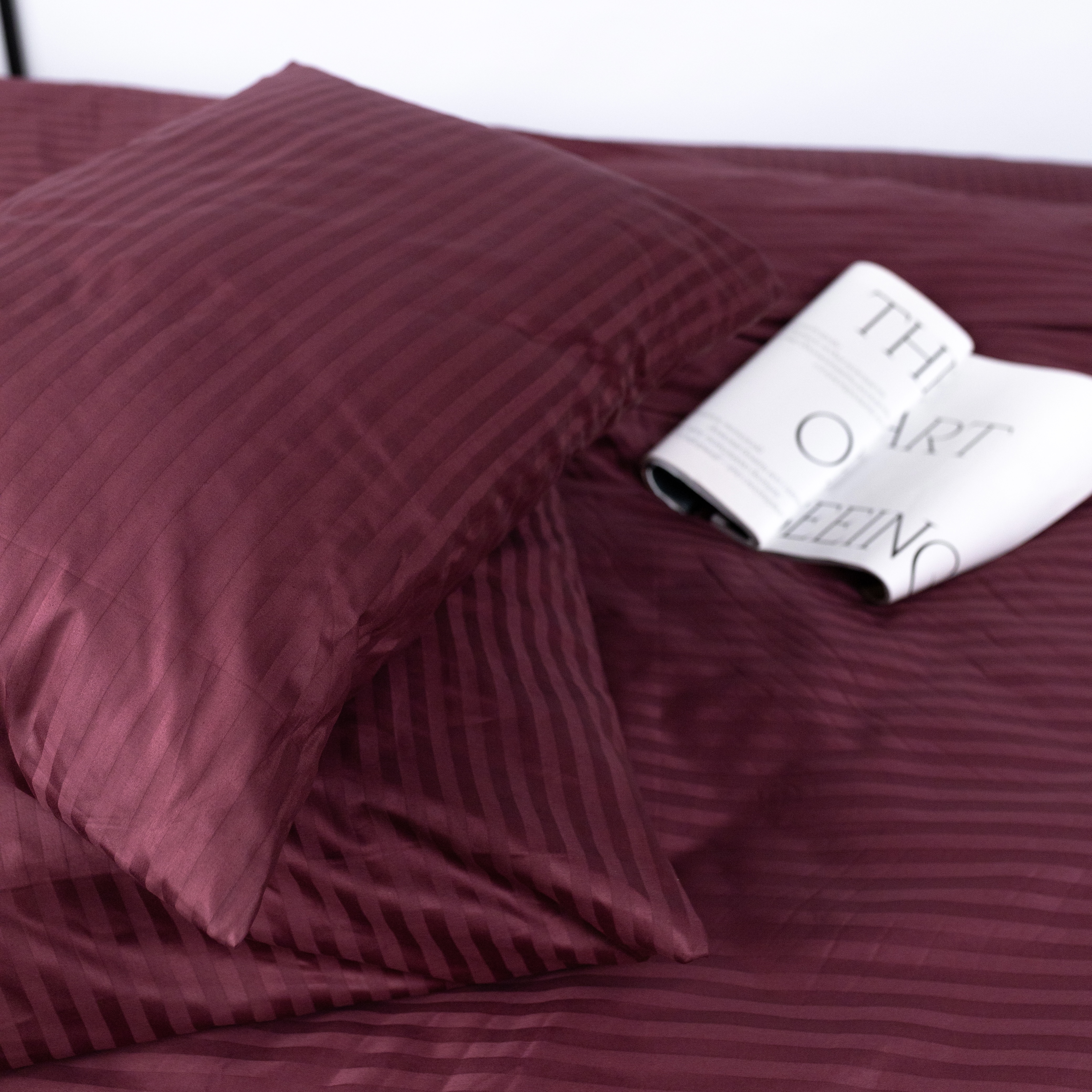 Постільний комплект Страйп сатин Вишня