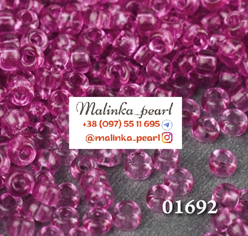 Бісер рожевий темний, кристальний