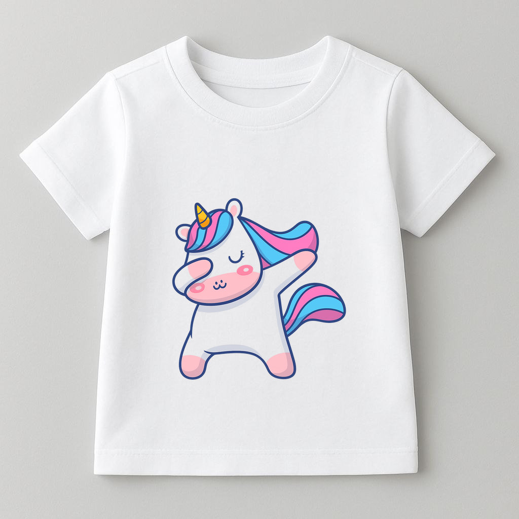 ДИТЯЧА ФУТБОЛКА КОТОН БІЛИЙ КОЛІР З ПРИНТОМ "ЄДИНОРІГ 5"