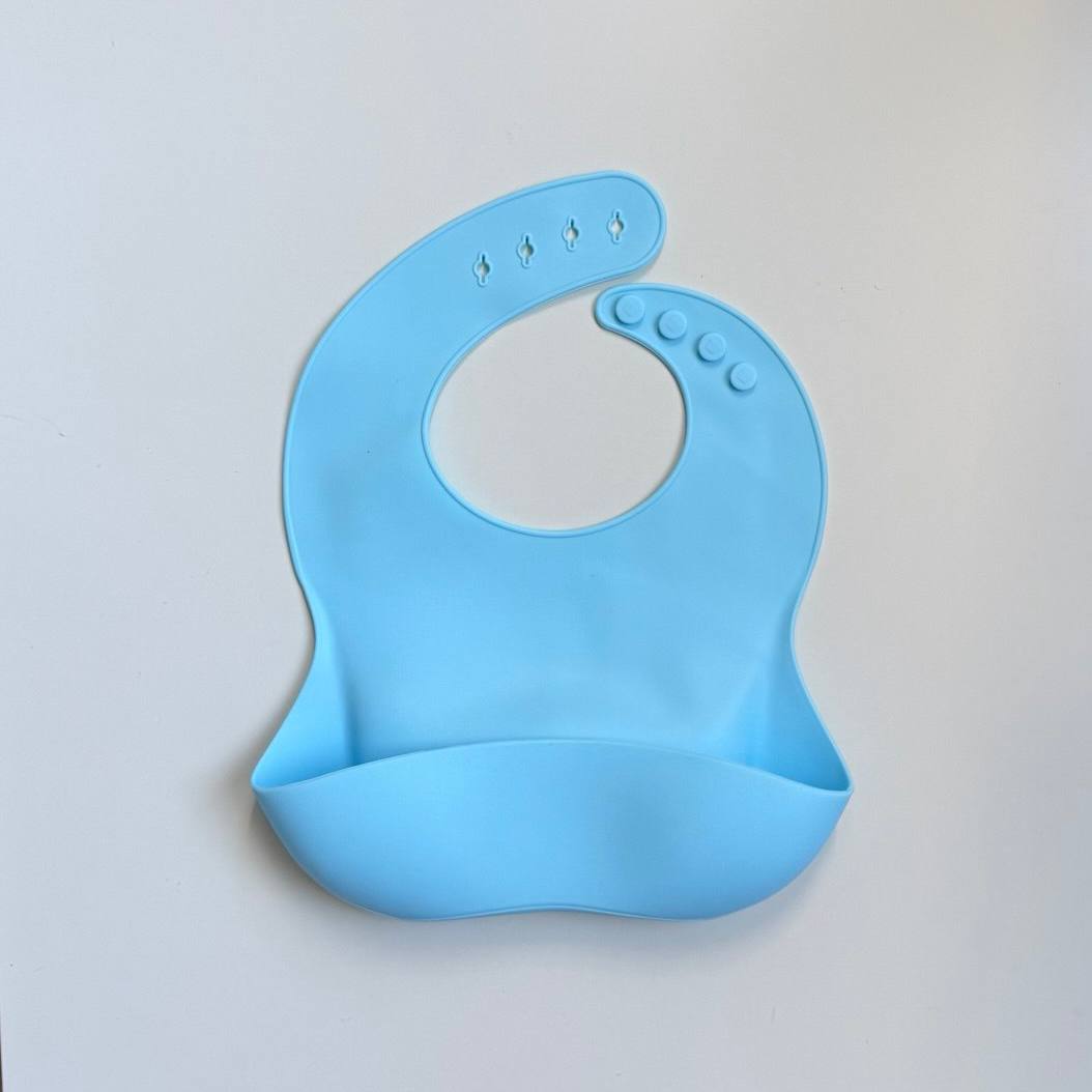 Дитячий силіконовий нагрудник Блакитний (Baby blue)