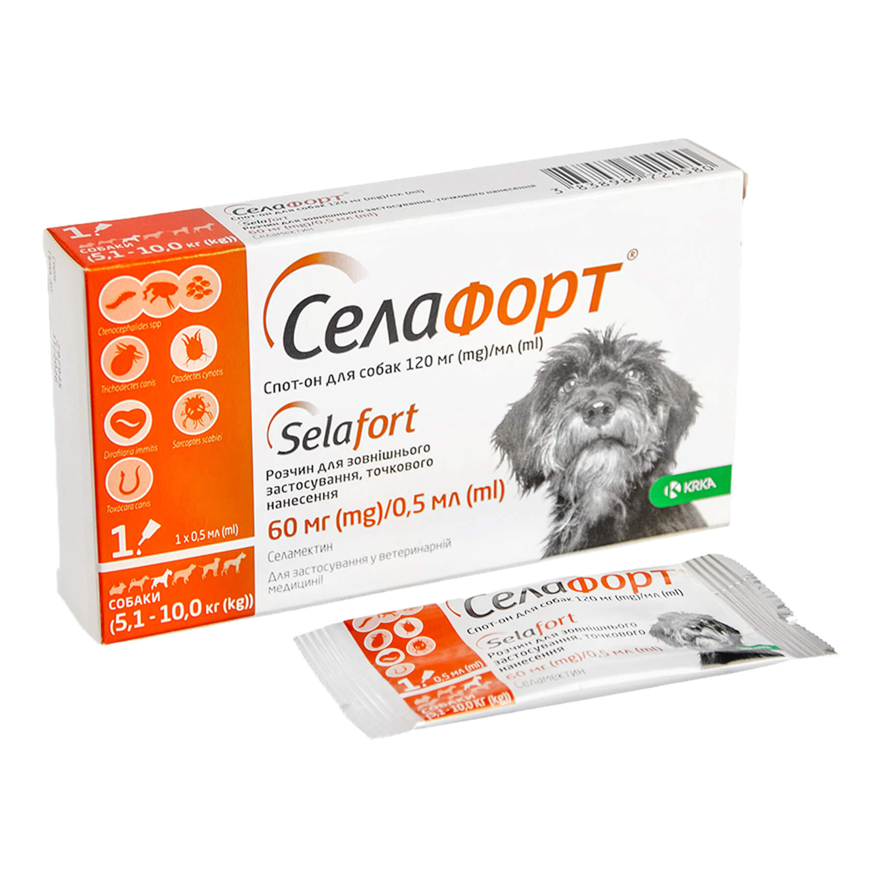 Краплі Селафорт для собак, спот-он 60 мг (5,1-10 кг) №1 (аналог Стронгхолда)