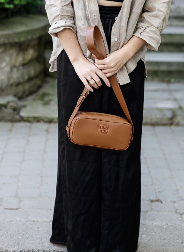 Miu Miu Nappa Leather Shoulder Bag Brown