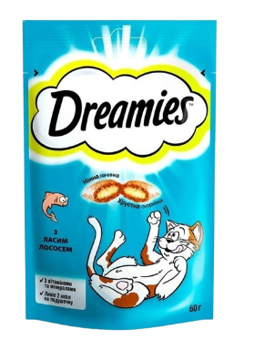 Ласощі для котів Дріміс (Dreamies) з лососем, 60 г