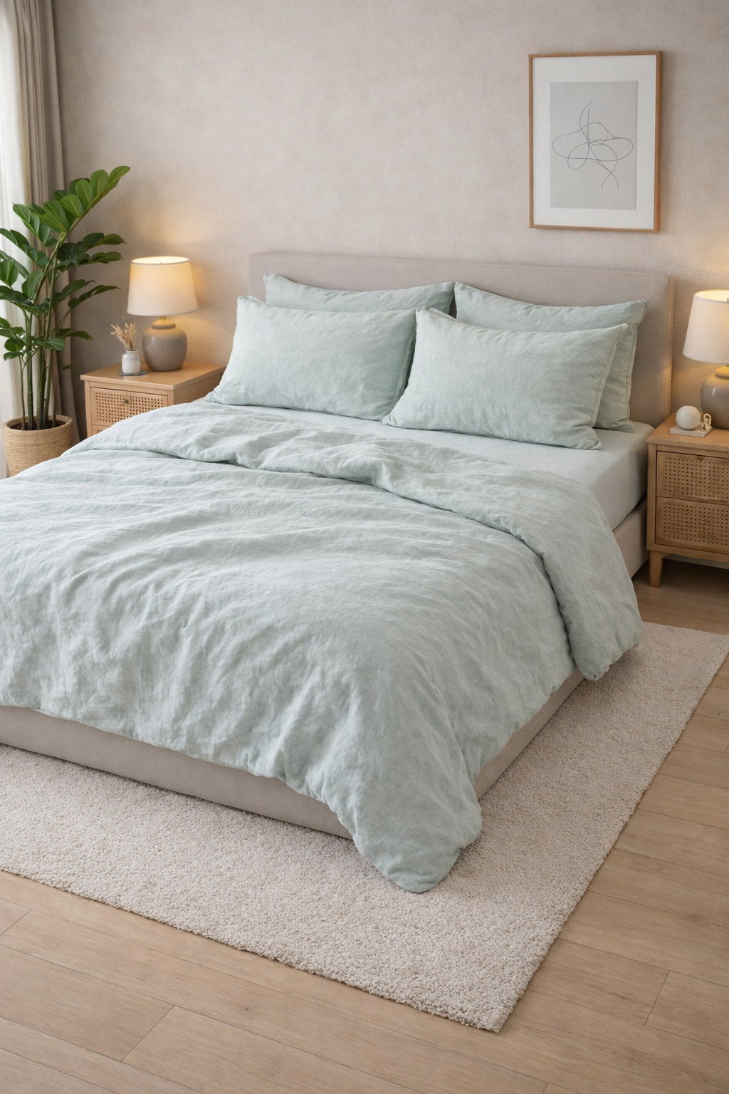 Постільна білизна варена бавовна "Сіро-м'ятний"