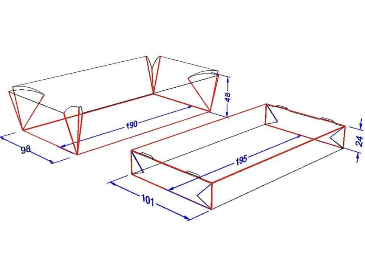 Коробка для суші, без вікна, біла, 190×48×98 мм, 50 шт/уп, 013300109