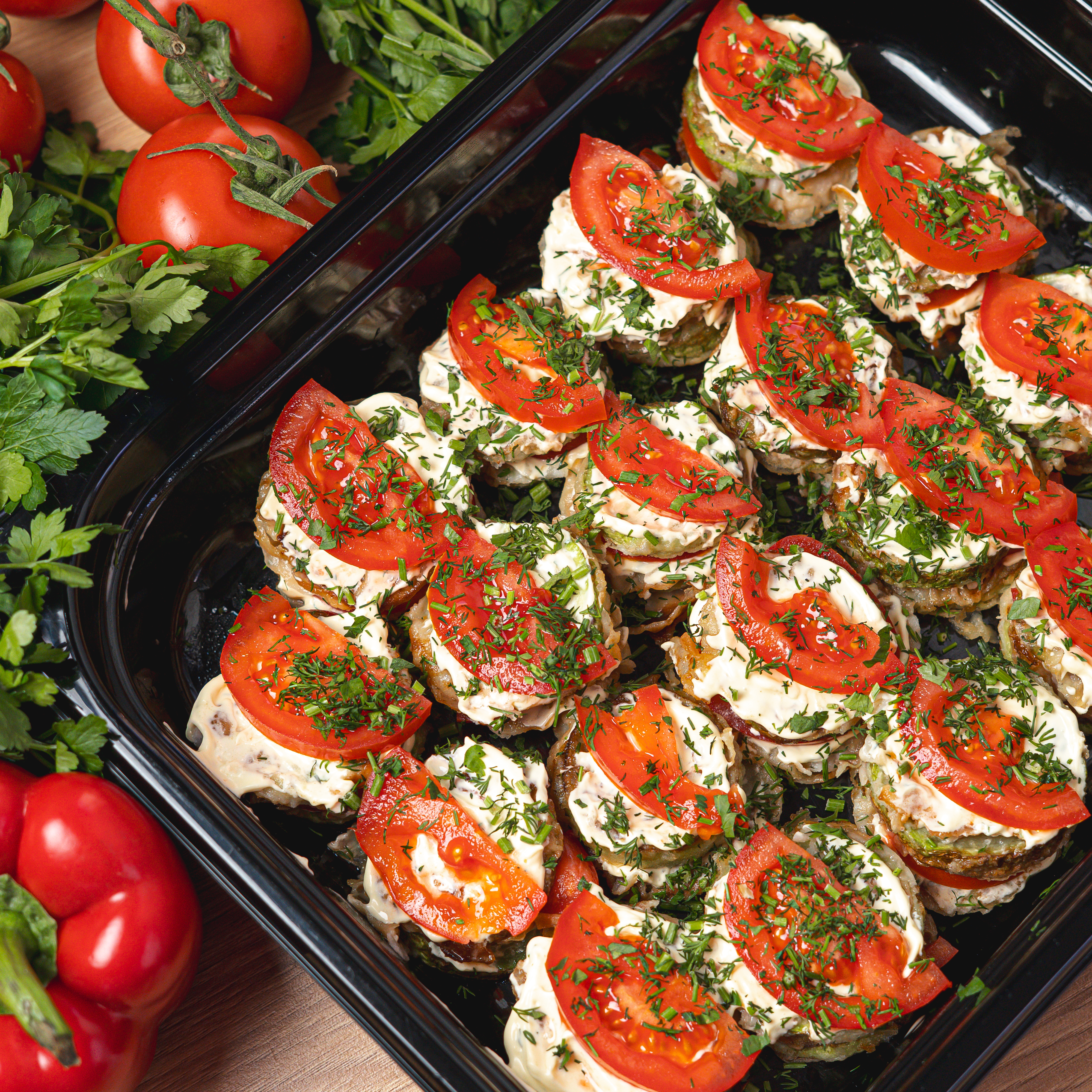 Кабачки смажені з помідорами