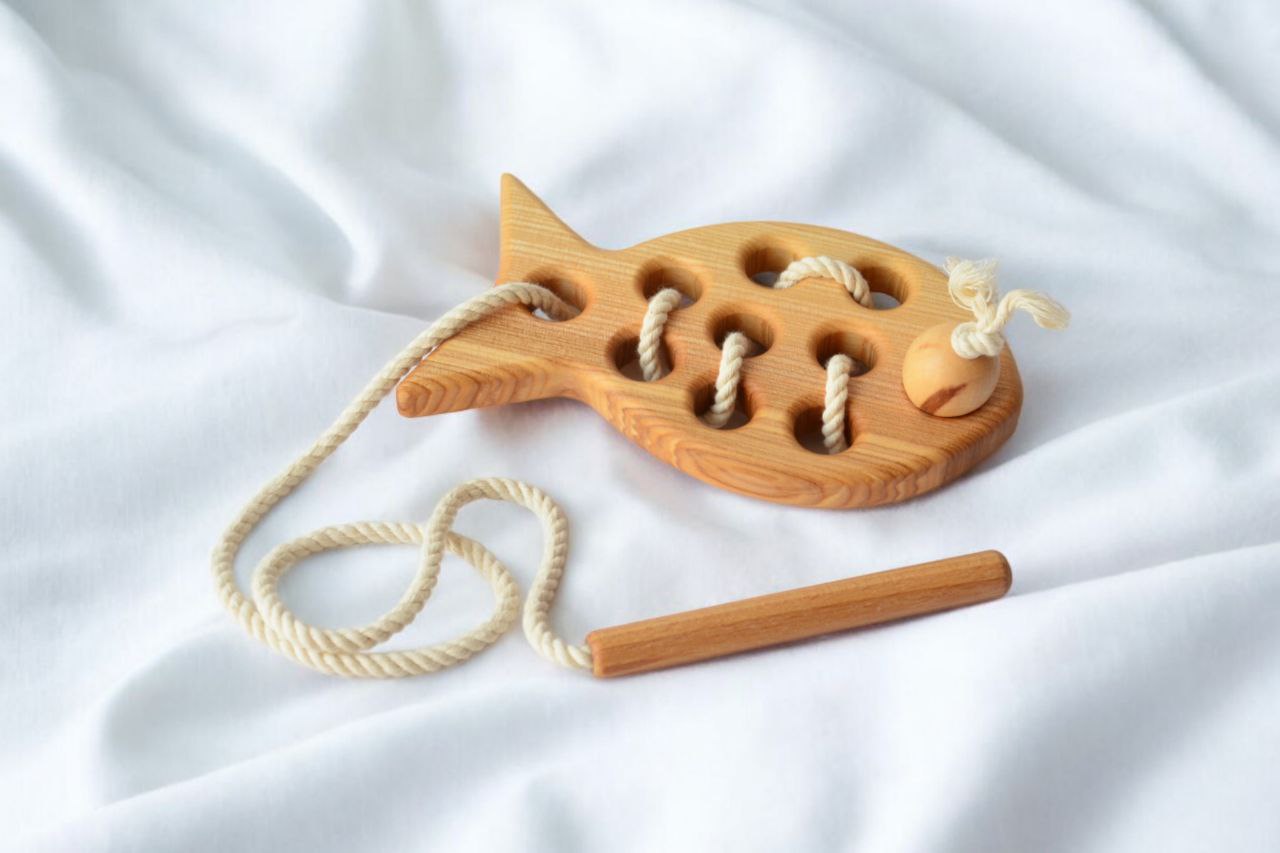 Дерев'яна іграшка шнурівка "Рибка" 16*9 см KolodaToys 9052