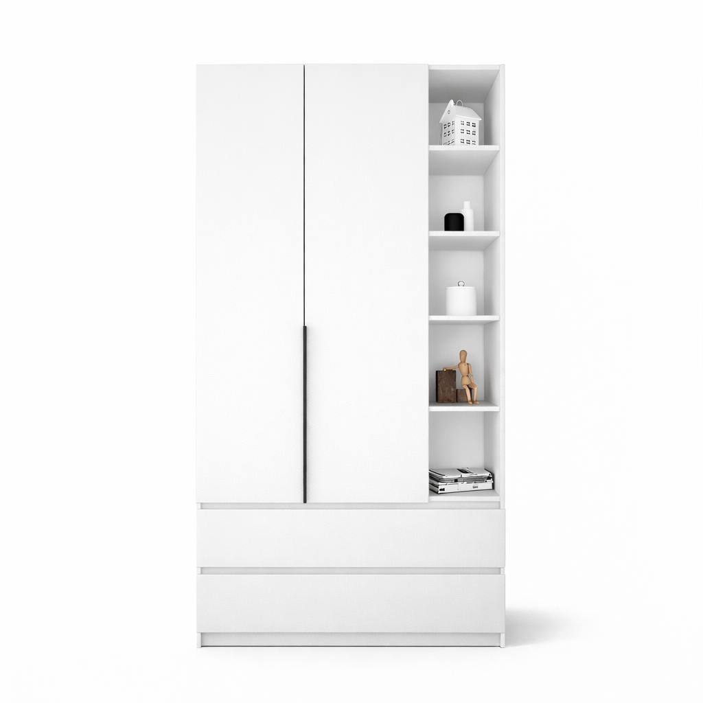 Шафа з вішальною секцією, полицями та шухлядами