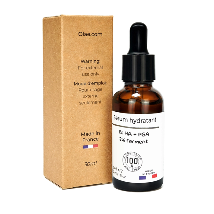 Fugtgivende serum (30ml), 2% Postbiotisk + Polyglutaminsyre + HA - Olae Made In France