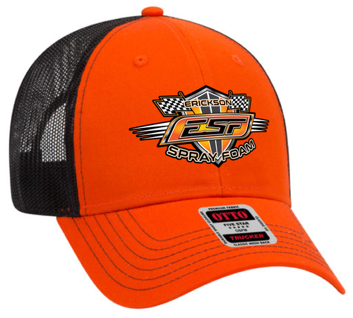 Orange & Black Mesh Badge Logo trucker Hat