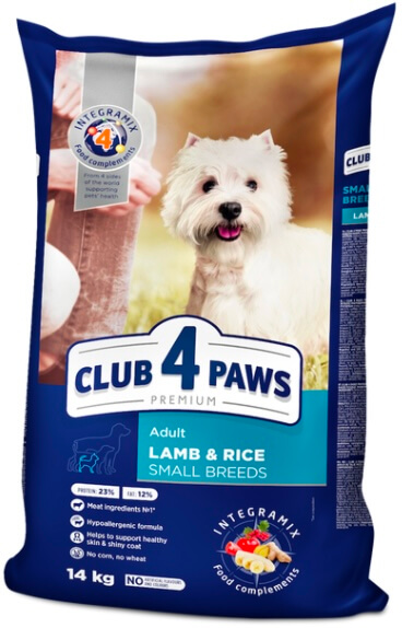 Клуб 4 лапи Premium сухий ягня рис малі породи собак 14кг