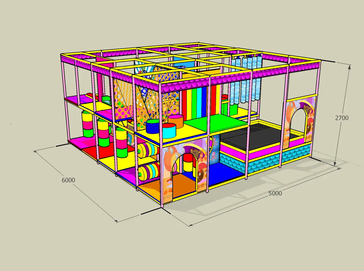 Дитяча кімната 2х рівнева "Світ Чудес лайт" з батутом 6000x5000x2700мм