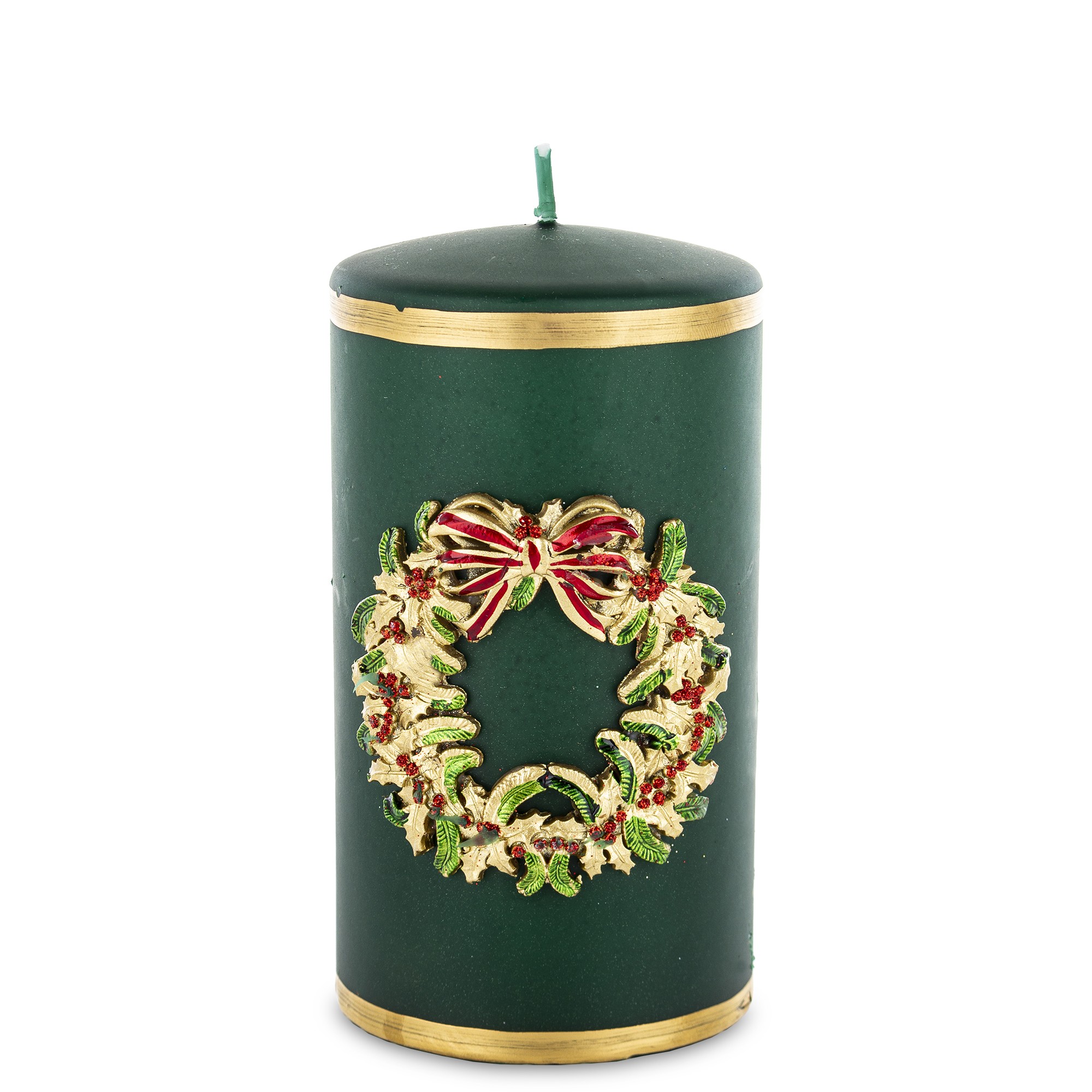 Свічка з віночком середня, зелена
