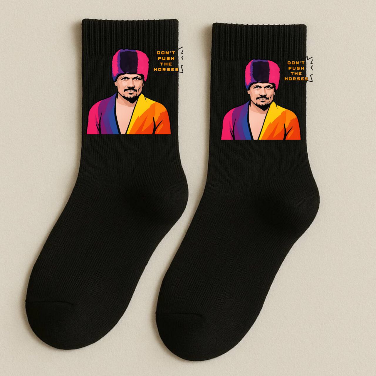 ШКАРПЕТКИ КЛАСИЧНІ ЧОРНІ З ПРИНТОМ "УСИК МЕМ"