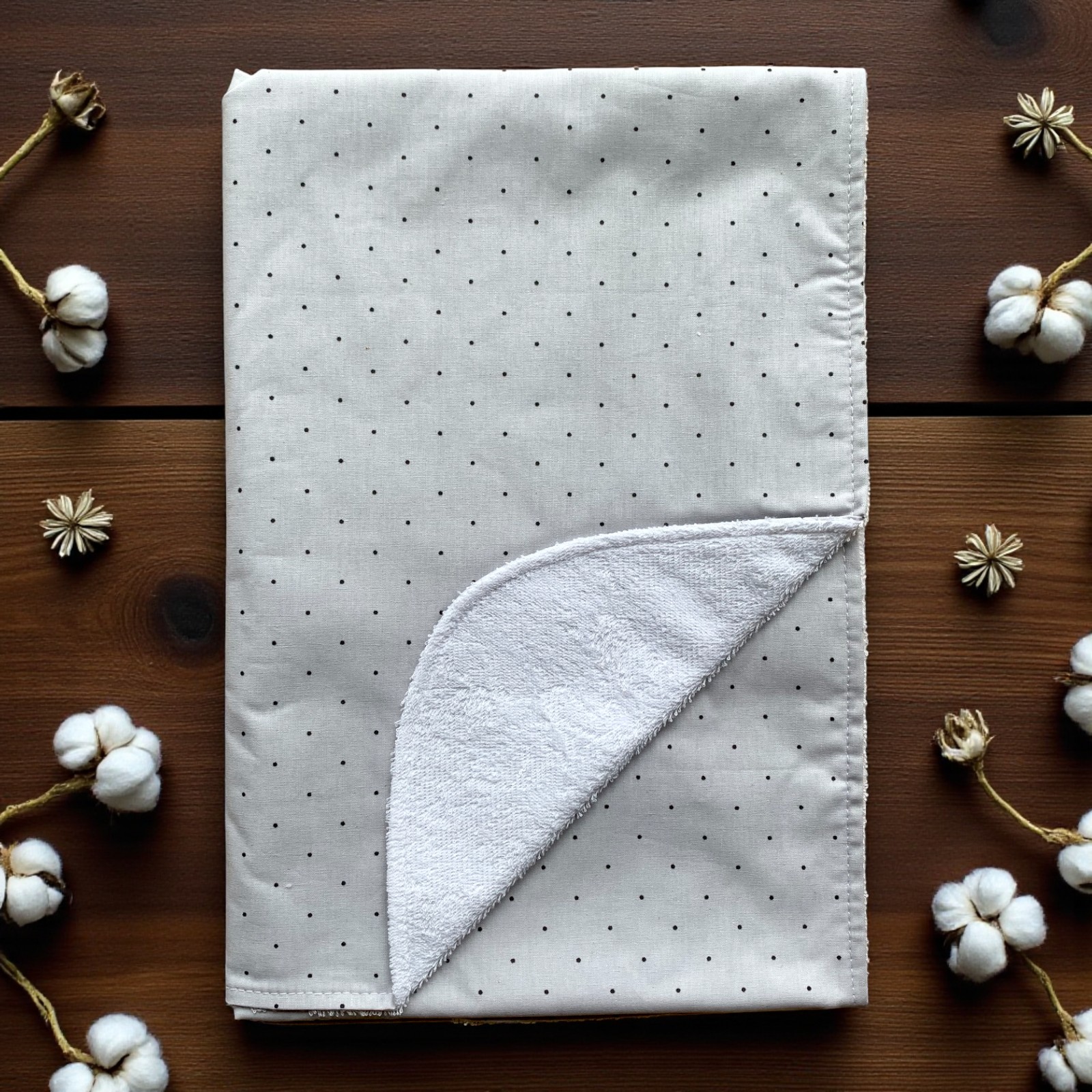 Пелюшка непромокаюча 100 х 70 см Горошок сірий