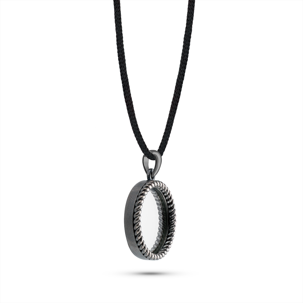 Кулон срібний VEIL "Виток" з дзеркалом в темному чорнінні