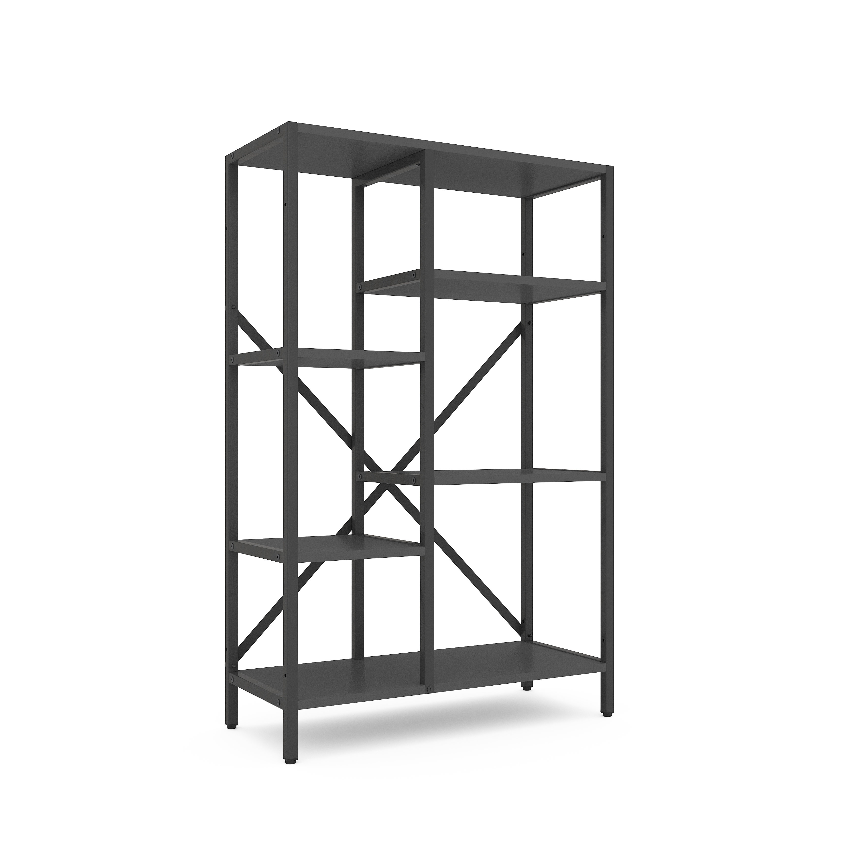 Стелаж металевий 5 полиць, стелаж з полицями 700/300/1090 мм., стелаж Лофт антрацит-Антрацит