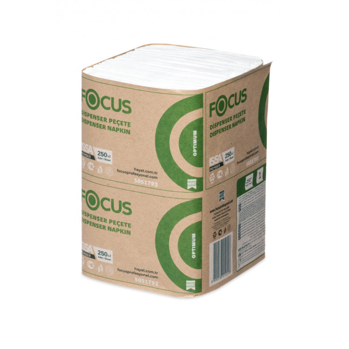 Серветки для диспенсерів ОПТОМ FOCUS OPTIMUM,1-шар., 18х24см, 250л, 18уп в ящ