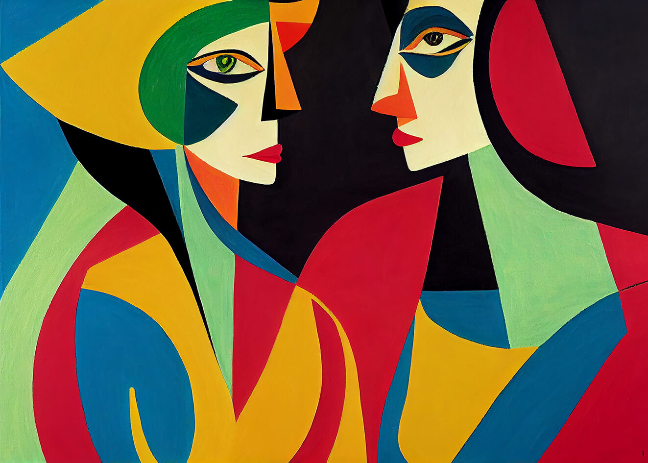 Friends (insp. by Picasso), 50x70 cm, original acrylic painting on canvas