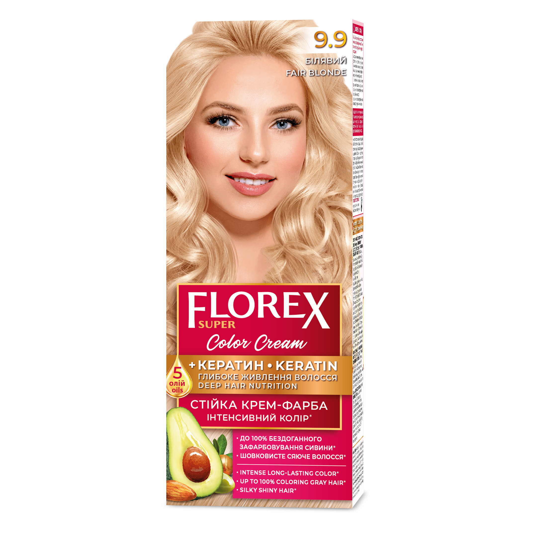 Стійка крем-фарба для волосся Florex Super Білявий 9.9