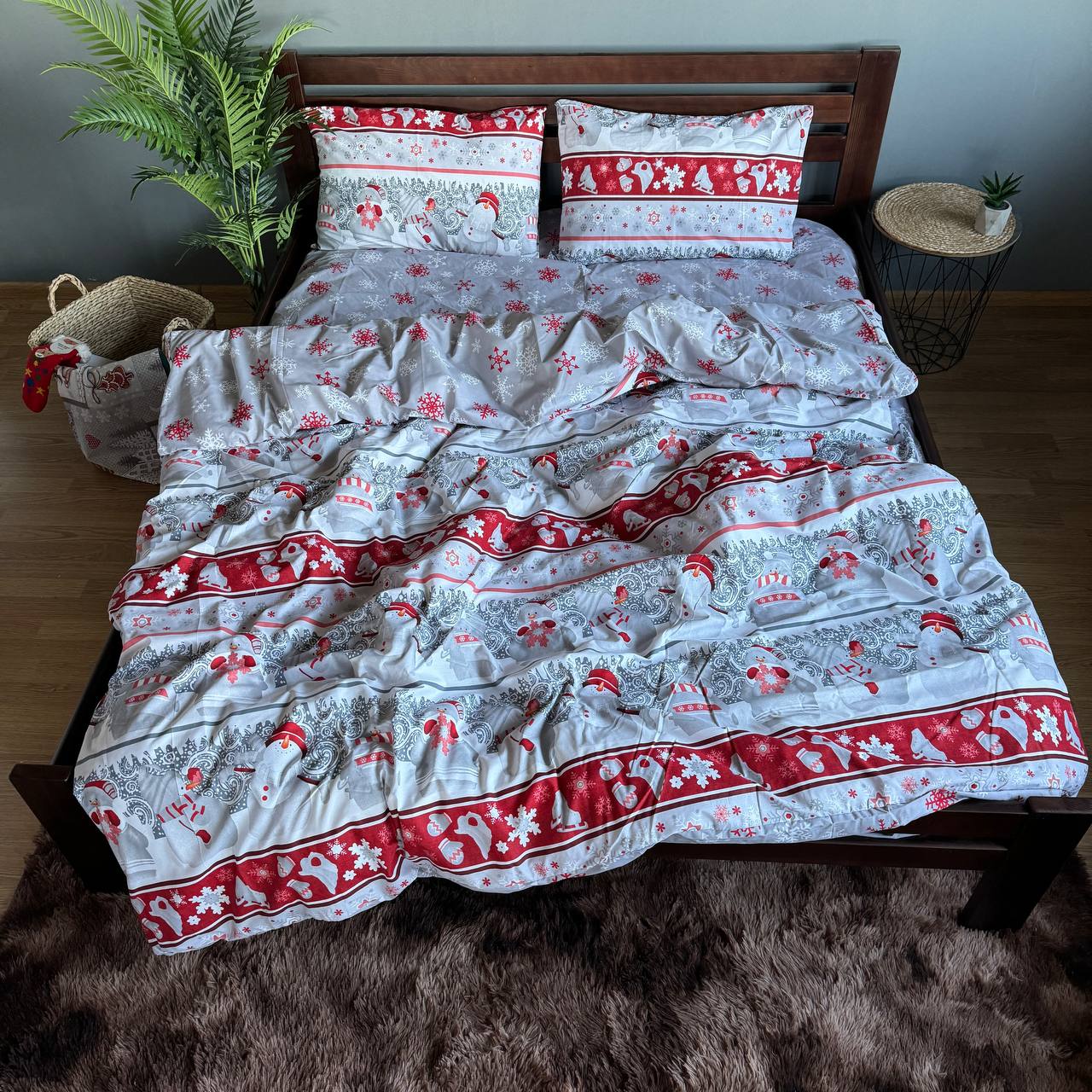 SALE Новорічний комплект постільної білизни Танець сніговиків новорічний