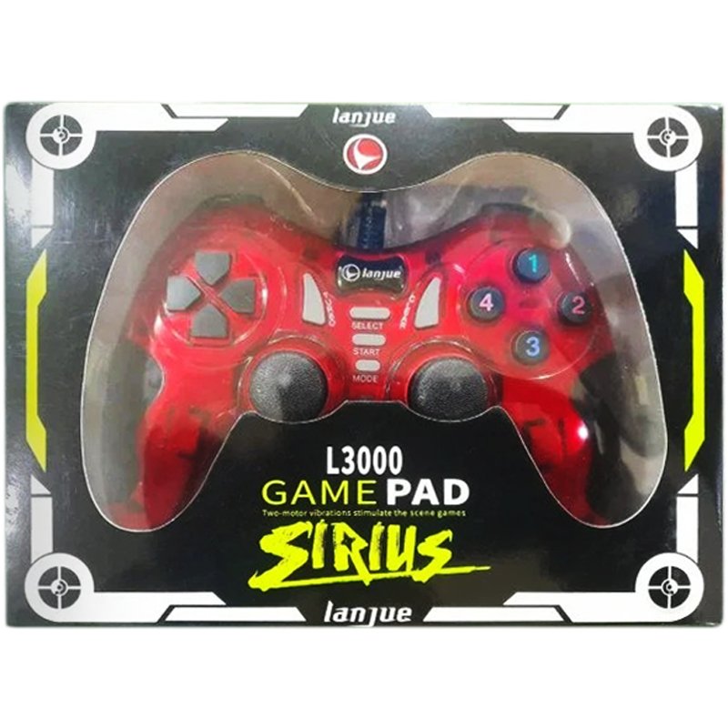 Геймпад дротовий Lanjue Sirius L3000 DualShock USB 2.0 Transparent Red