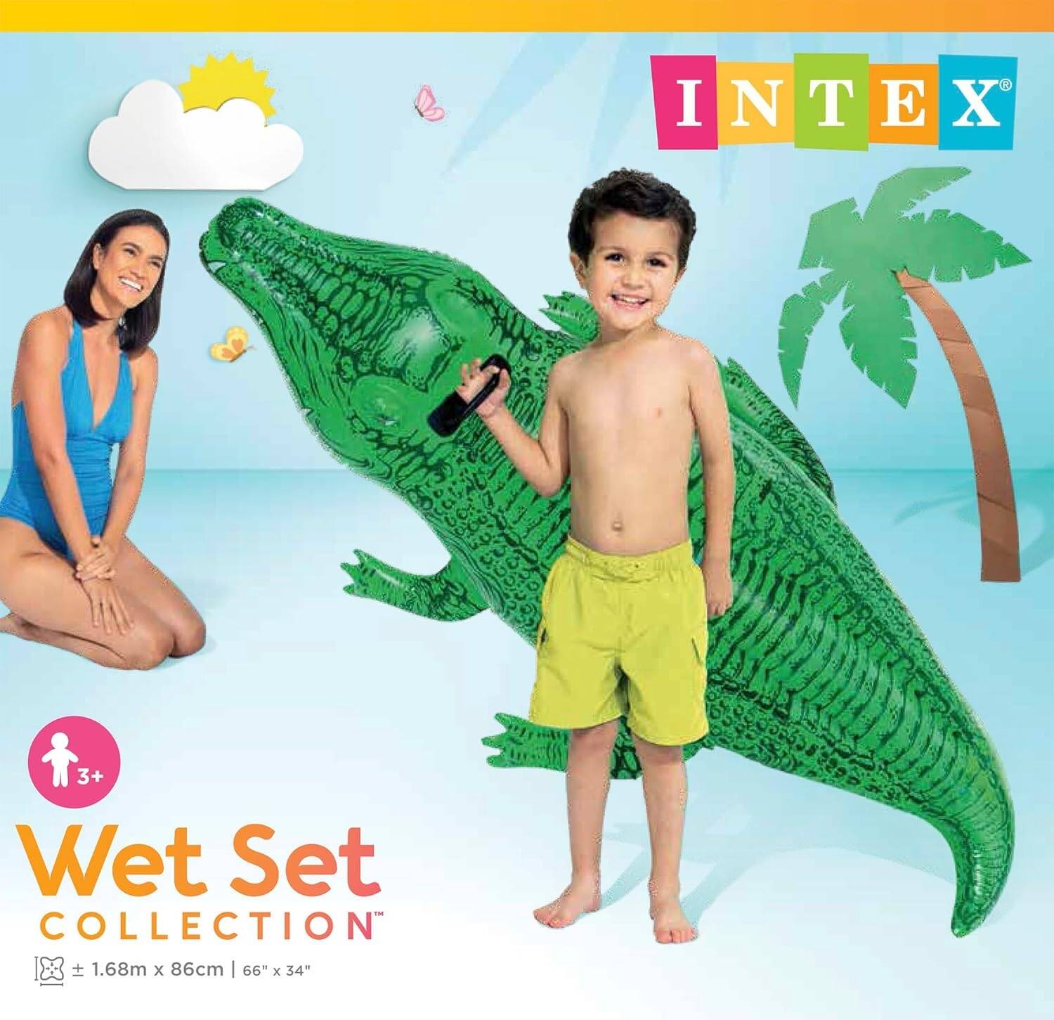 Дитячий надувний пліт для катання Intex 58546, "Крокодил" 168*86 см