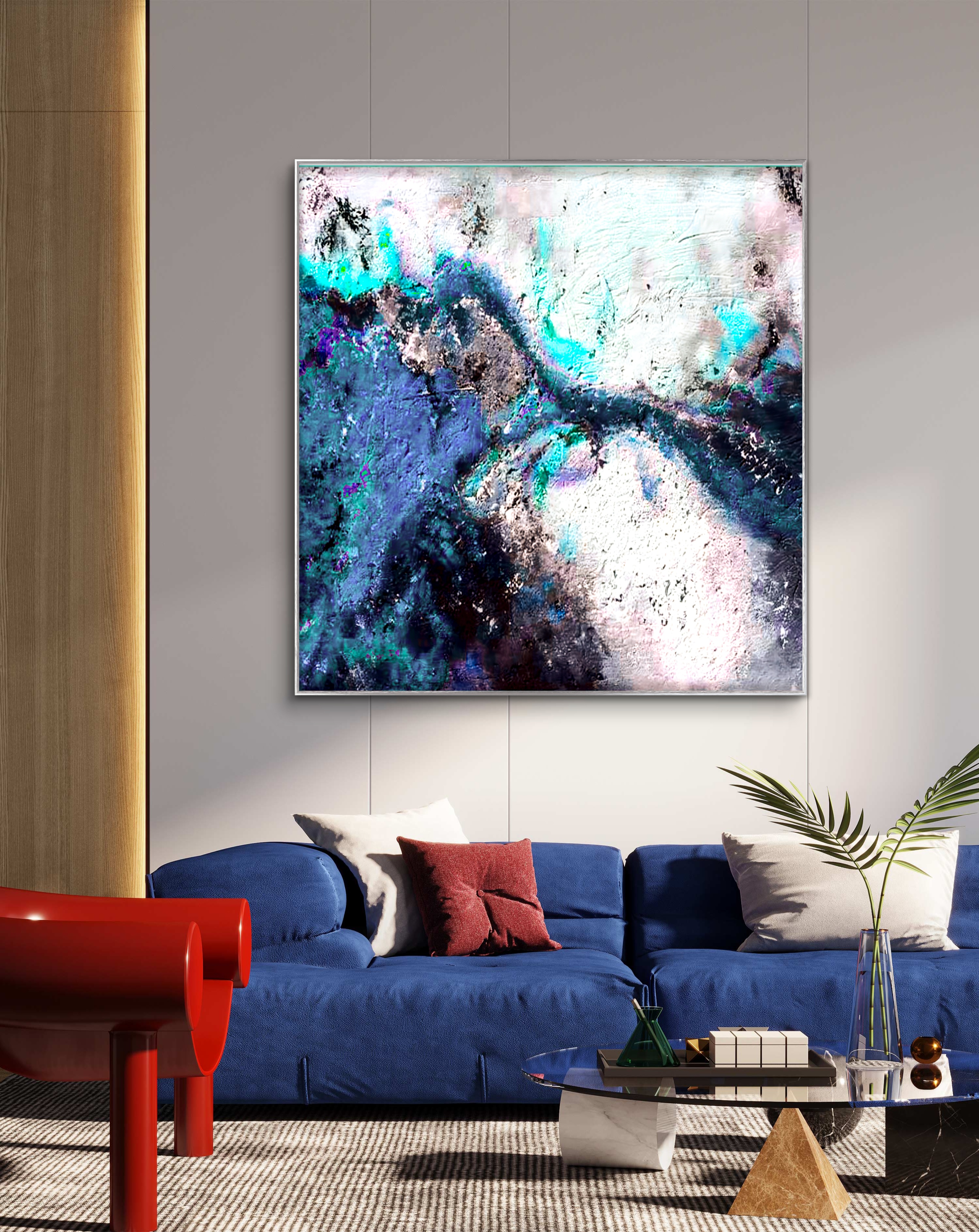 Сучасна абстрактна картина з текстурою "Синій птах"