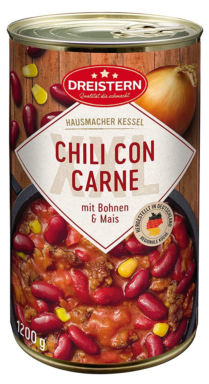 DREISTERN Chili con Carne XXL Рагу з яловичиною та кукурудзою, 1200 г