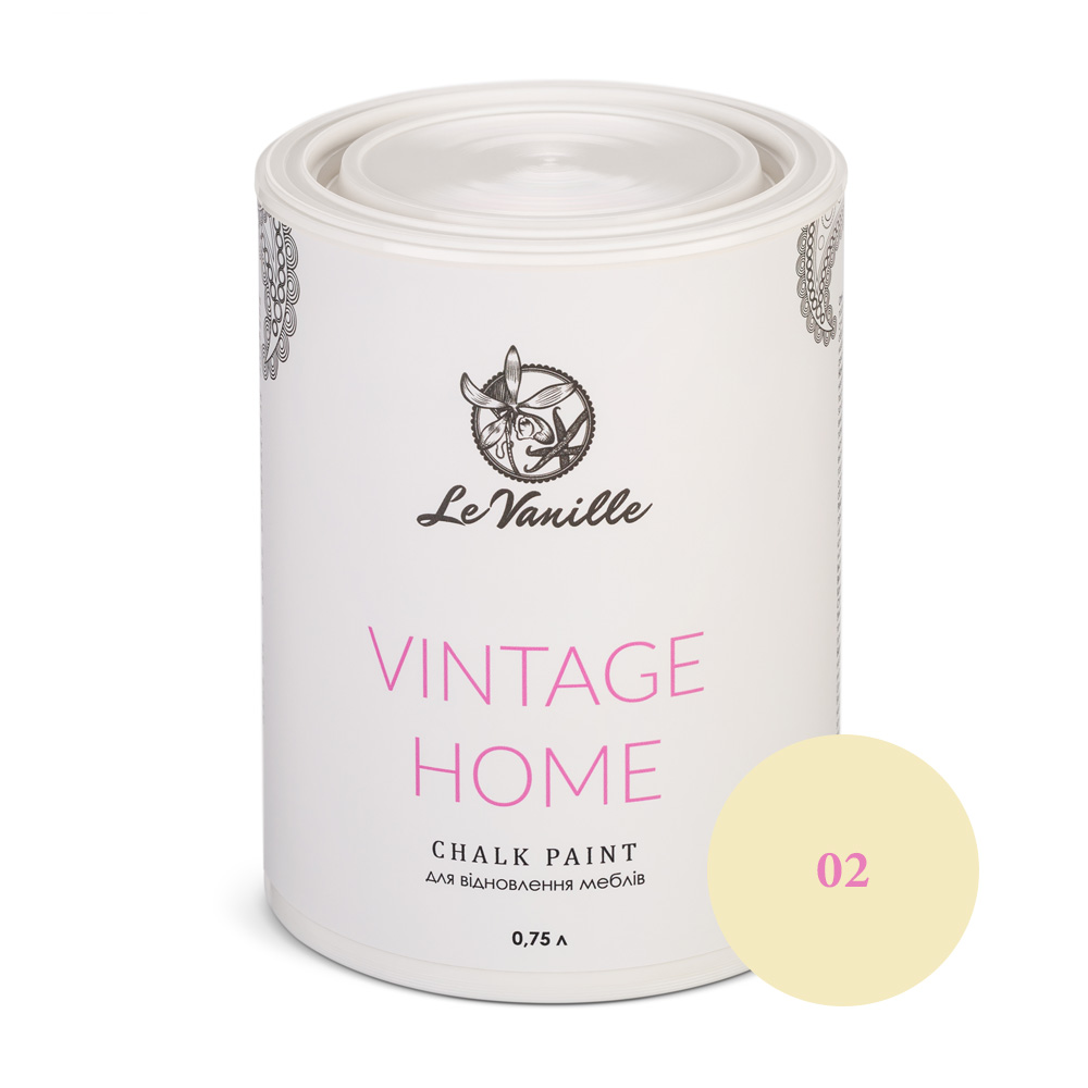 Крейдова фарба Le Vanille Vintage Home світло-жовта (колір 02) 0,75 л