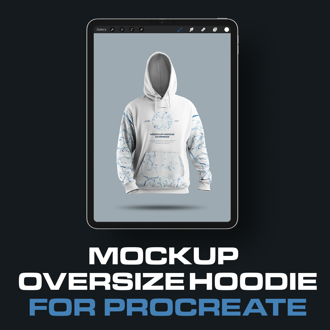 7 Mockups Oversize Hoodie in 3D Style for Procreate on the iPad