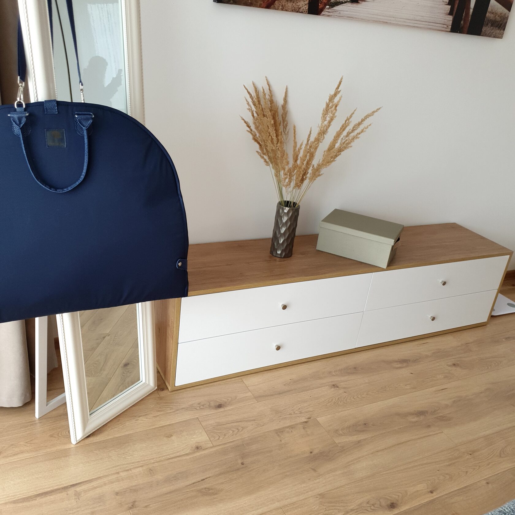Genuine leather Garment Bag Basic Blue