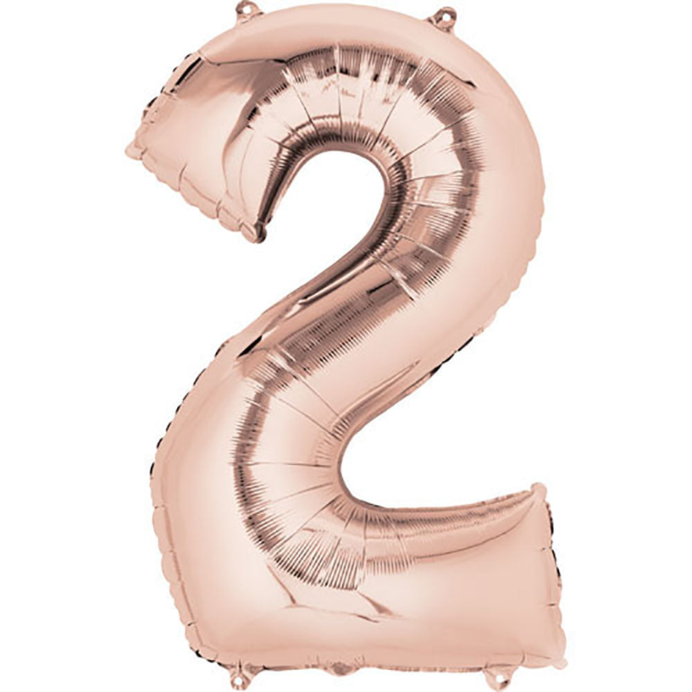 34 inch Number 2 Rose Gold Helium Balloon