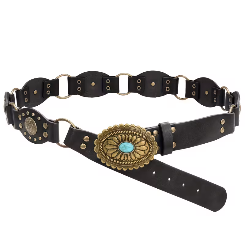 Women Western Belts, Vintage Cowgirl Bohemian Style Waist Belt for Jeans Dress
