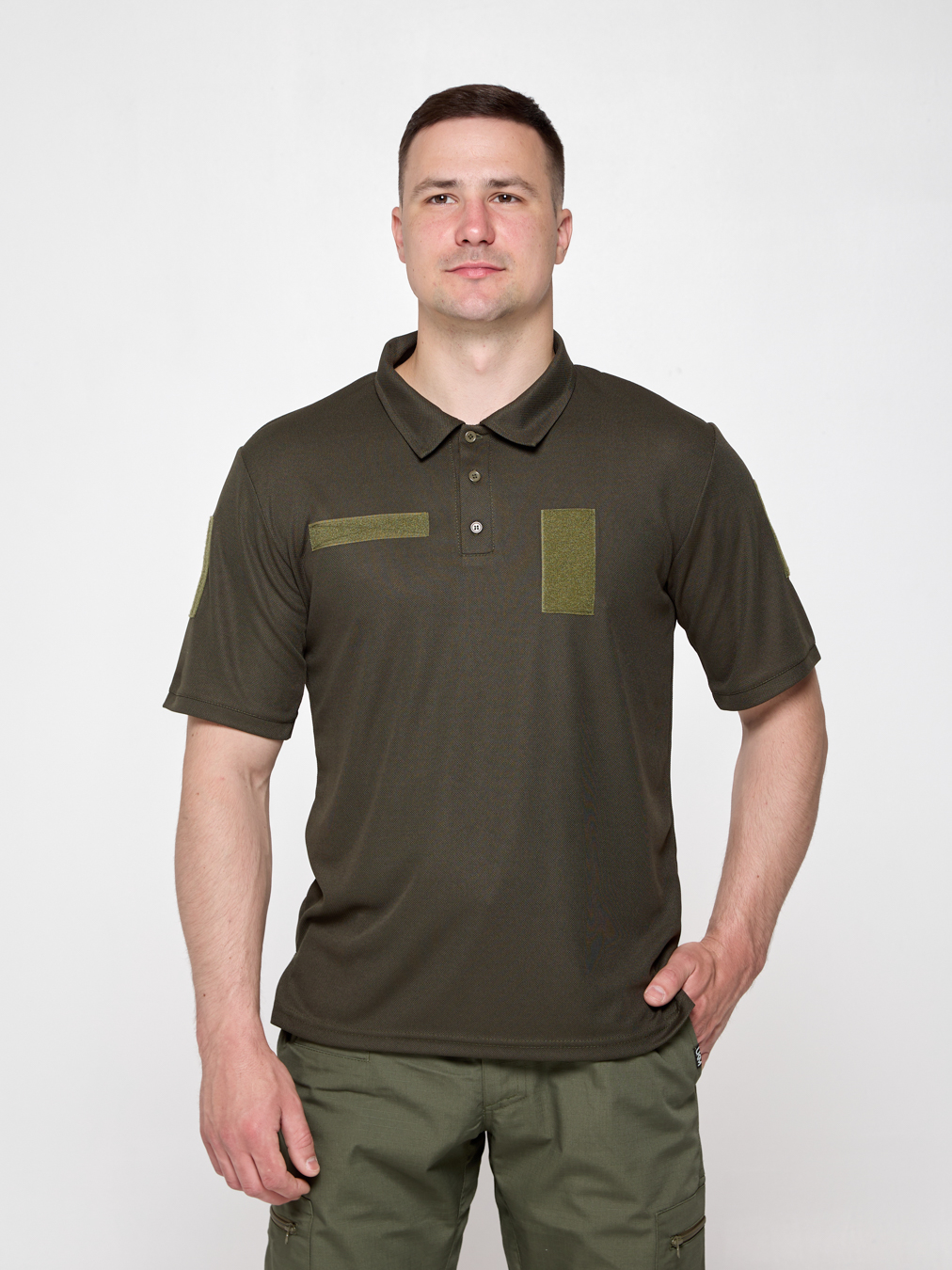 Чоловіче тактичне поло UKM CoolPass з липучками під шеврони олива