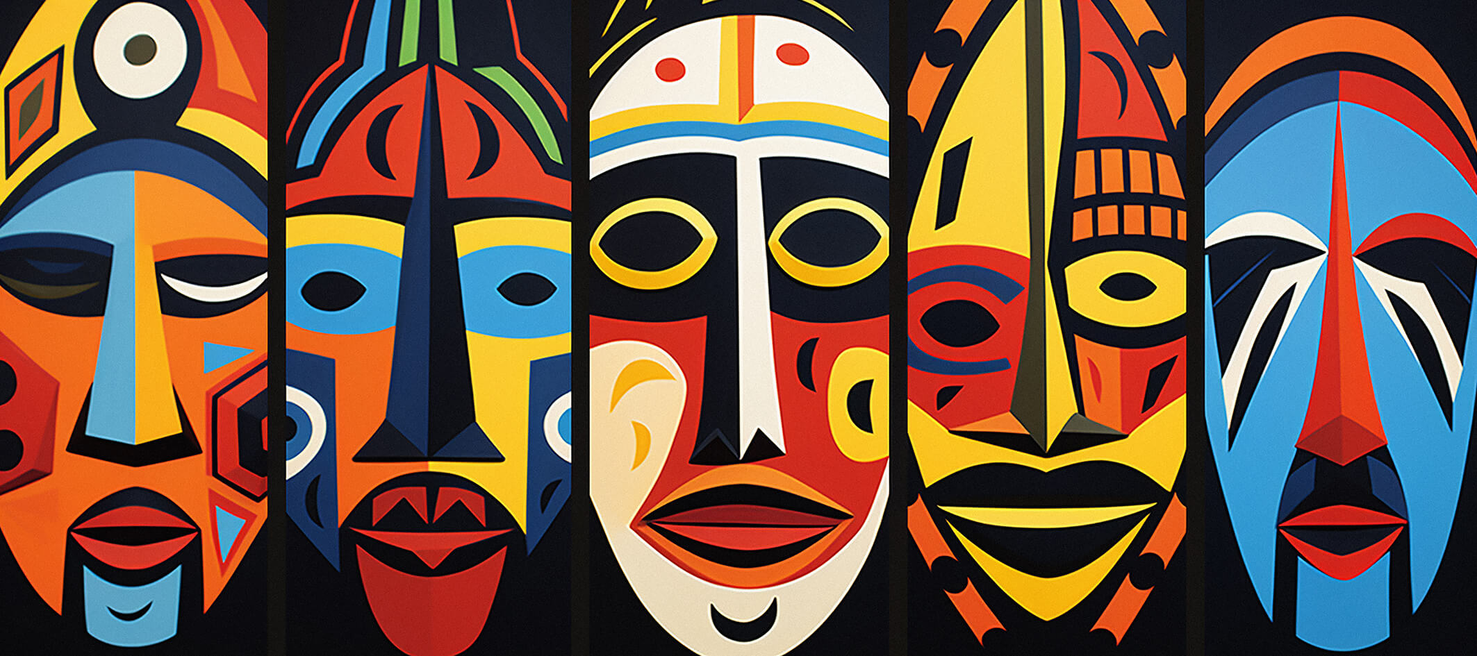 African Mask X, 180x80 cm, original acrylic painting on canvas