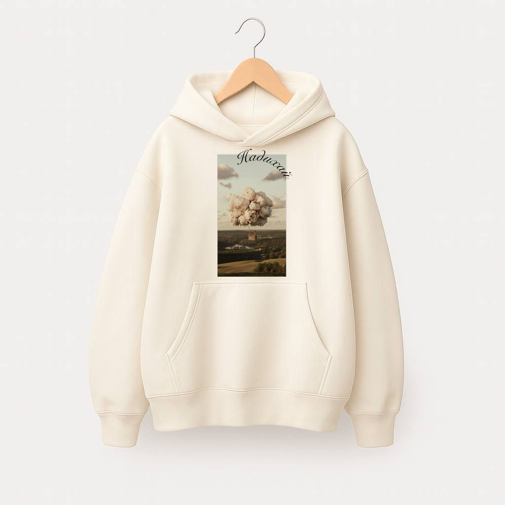 ХУДІ ОВЕРСАЙЗ БІЛЕ З ПРИНТОМ "НАДИХАЙ"