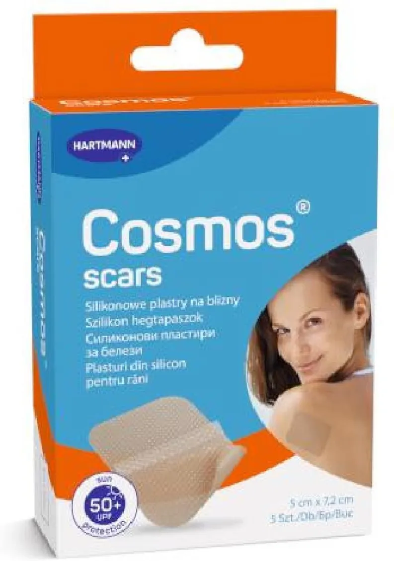 Силіконовий пластир від шрамів та рубців Hartmann cosmos scars 5×7.2 см  5шт.