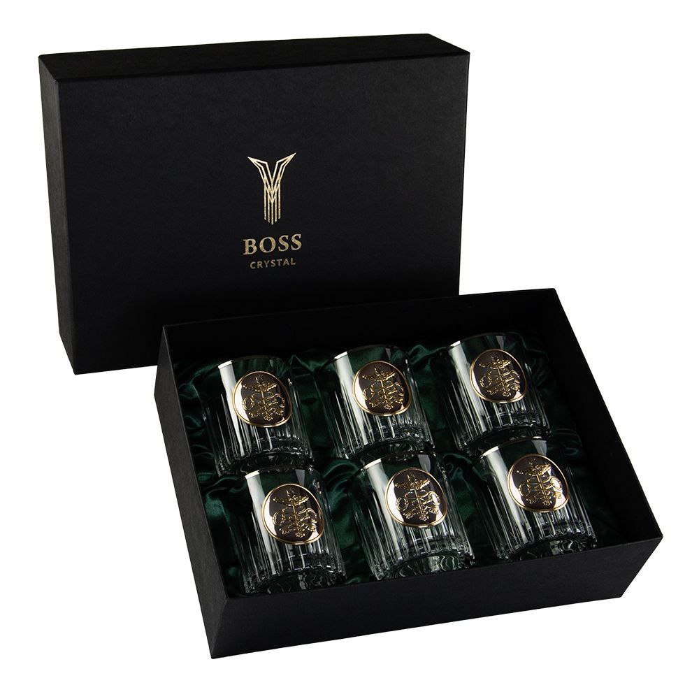 Подарунковий набір для віскі Митниця – 6 келихів 360 мл з платиною для прикордонної служби, GPB6MYT2PG