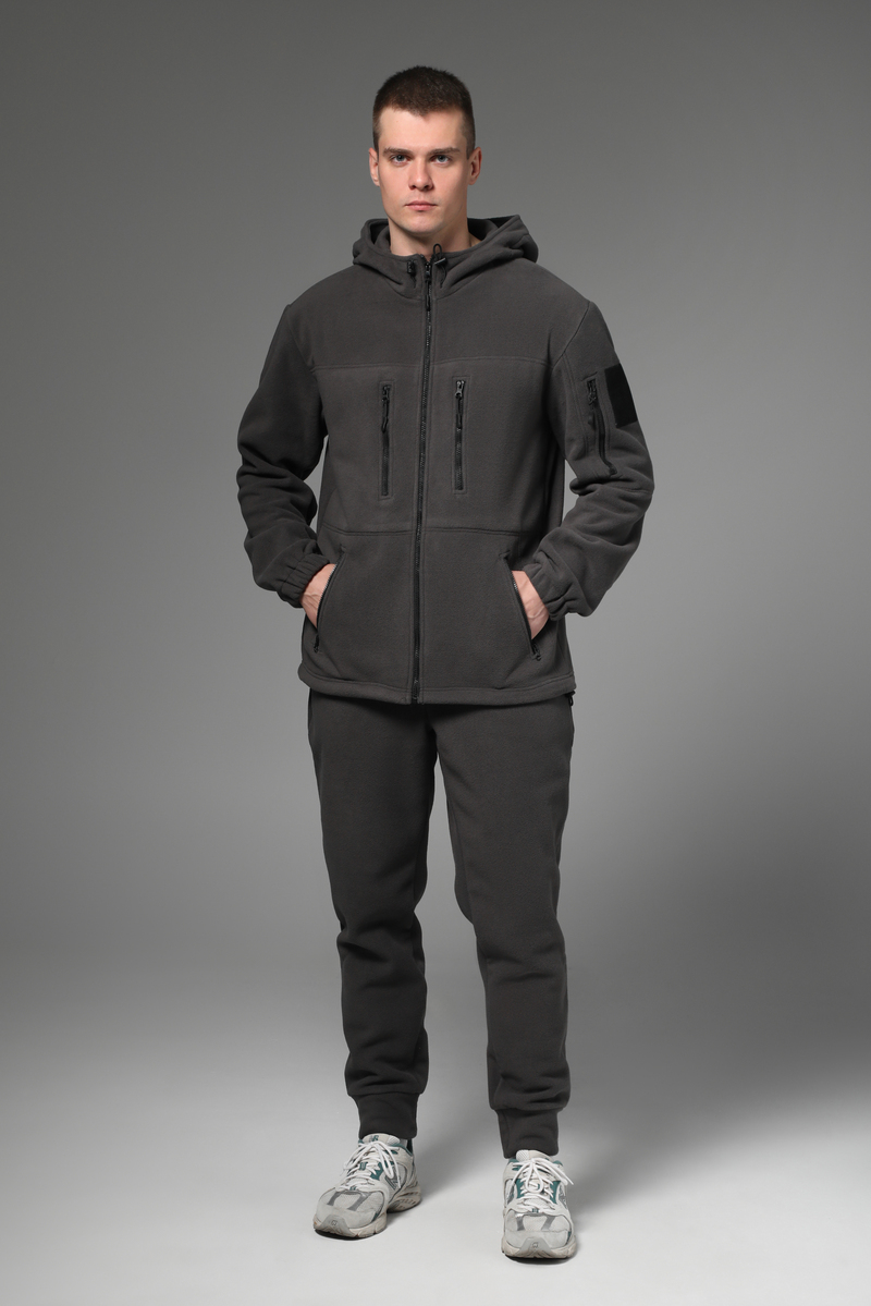 Флісовий спортивний костюм з капюшоном Plus.Plus Grey