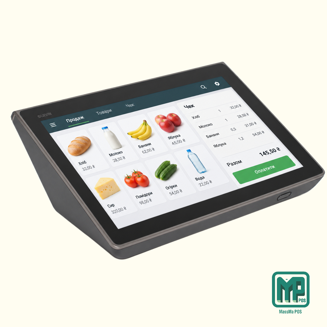 POS-термінал SUNMI D3 MINI з акумулятором, NFC та 4G — для MassMa POS Retail