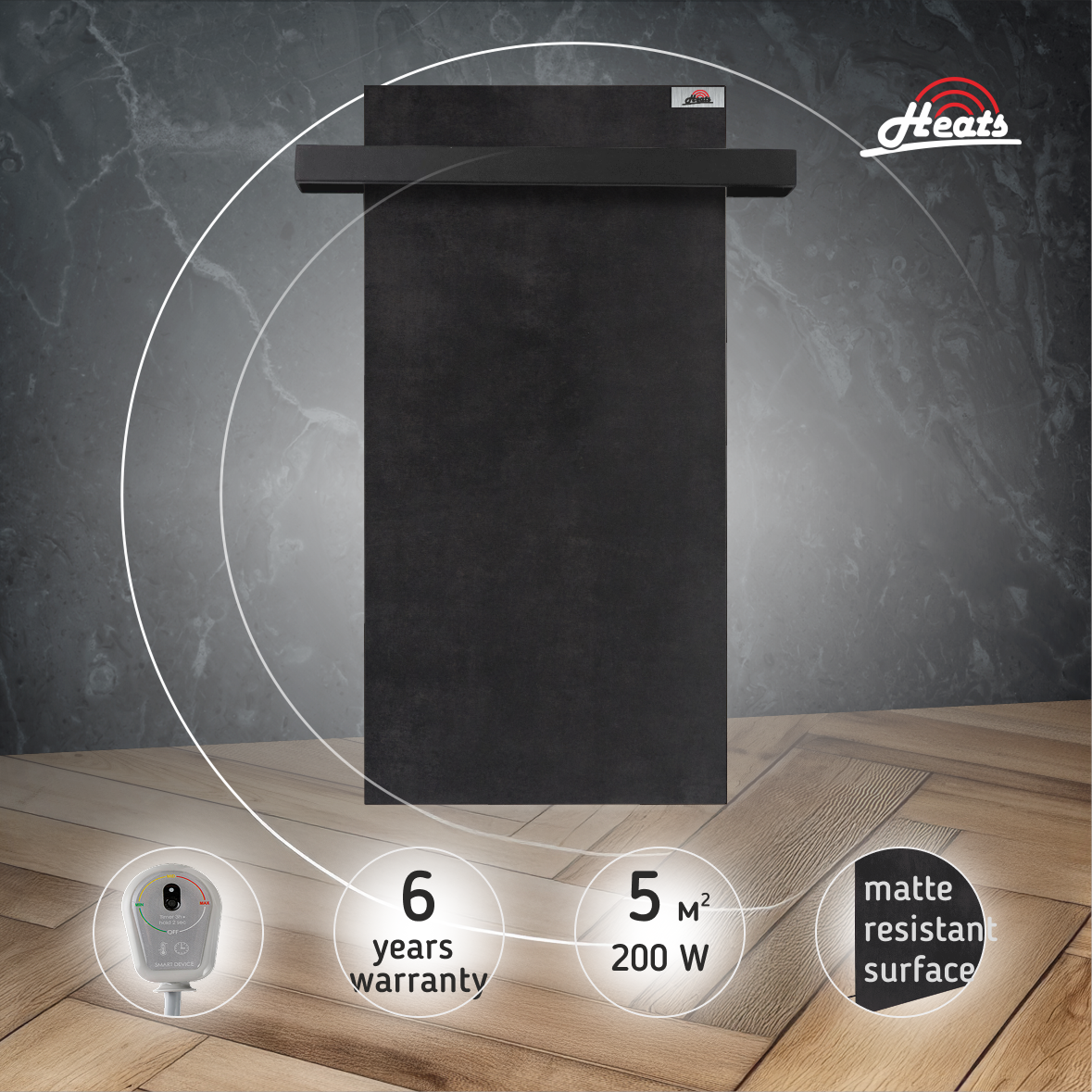 Towel Dryer Heats 200 Anthracite with Plug-in Thermostat