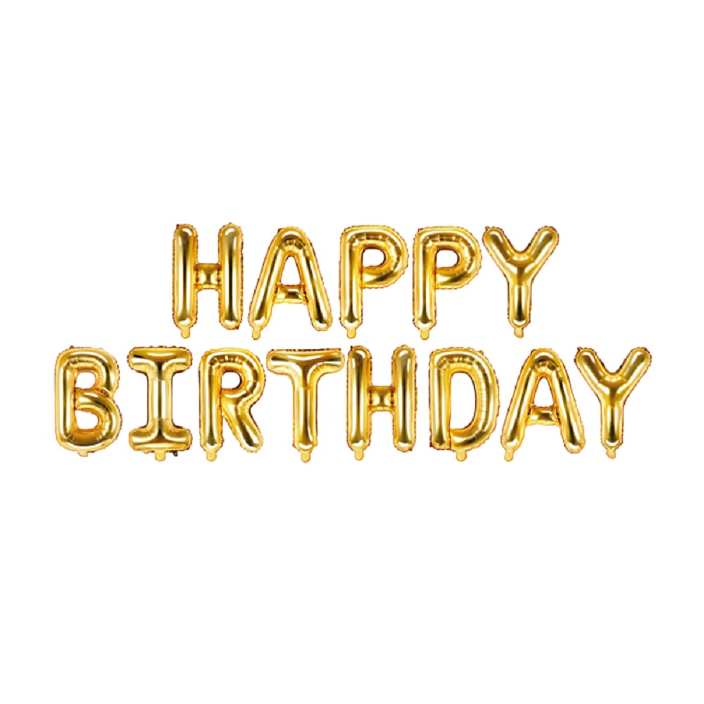 Гірлянда літери фольговані 40 см Happy Birthday золото