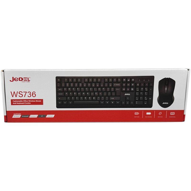 Комплект JEDEL WS736 (бездротові клавіатура + миша) Black